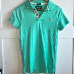 Hollister Epic Flex Green Muscle Fit Polo Shirt Short Sleeve Button Collar XS